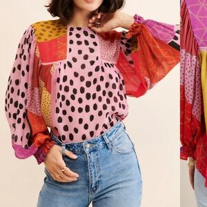 Colorful Patchwork Blouse from Anthropologie